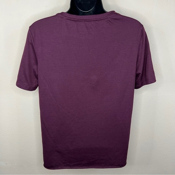 Medium Hippie Laundry Burgundy Red Short Sleeve Tee Stretch Knot Accent - Picture 5 of 8